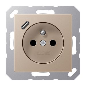 Wandcontactdoos +lader champ. penaarde+USB-C