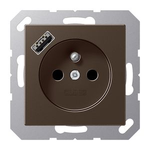 Wandcontactdoos +lader mokka penaarde+USB-A