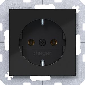 SCHUKO-wandcontactdoos steekkl. A.x/C.x nachtzwart glanzend