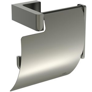 conca Closetrolhouder met klep rechthoekig silver storm (rvs look) T449