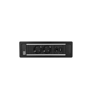 POWER FRAME 2x 230V RA 1x CAT6 1x USB3.0 0,2m GST o.g. zwart