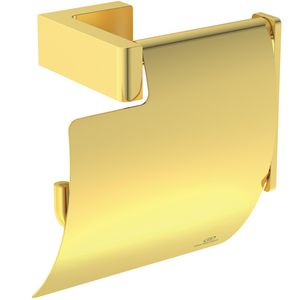 conca Closetrolhouder met klep rechthoekig brushed gold (mat goudkleurig) T449