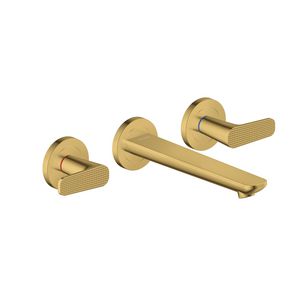 Afbouwdeel 3-gats inbouw wandmengkraan uitloop 195mm Cubic Cut greep polished gold optic Citterio-C