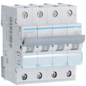 Installatieautomaat 3-polig + Nul 32A C-karakteristiek 6kA
