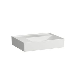 Wastafel sAPhirkeramik links 600x460mm z. kraangat mat wit