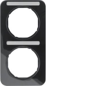 Afdekraam 2-v vert. met tekstveld berker R.1 zwart glans