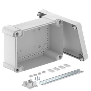 Lege behuizing met rail 2069 286x202x125 polycarb. li.grijs