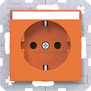 SCHUKO-wandcontactdoos tekstveld steekkl. A.x/C.x oranje