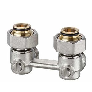 H-onderblok VEKOTERM haaks hoh 50mm 3/4"wartel 2-pijpssysteem
