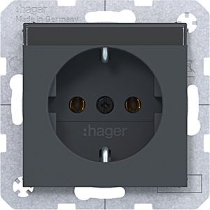 SCHUKO-wandcontactdoos tekstveld steekkl. A.x/C.x antraciet