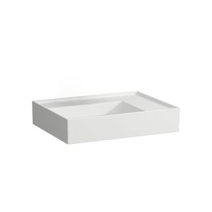 Wastafel sAPhirkeramik rechts 600x460mm z. kraangat mat wit