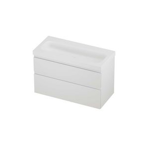 Haga Set polystone Mezza wastafel zonder kraangat en onderkast a-symmetrisch 1000x460x660mm matt White/mat wit