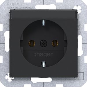SCHUKO-wandcontactdoos tekstveld steekkl. A.x/C.x nachtzwart