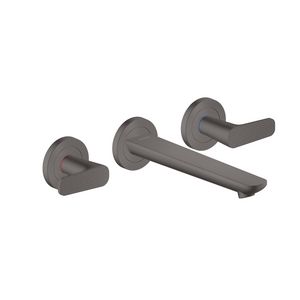 Afbouwdeel 3-gats inbouw wandmengkraan uitloop 195mm Cubic Cut greep brushed black chrome Citterio-C