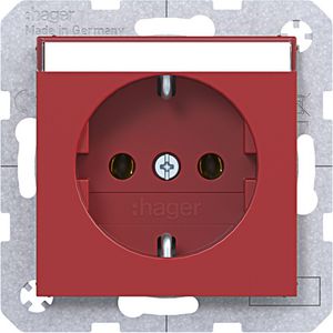 SCHUKO-wandcontactdoos tekstveld steekkl. A.x/C.x rood