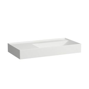 Wastafel sAPhirkeramik links 900x460mm z. kraangatmat wit