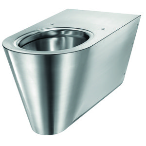 Wandcloset 700mm S toevoer horizontaal RVS 304 mat (excl. zitting)