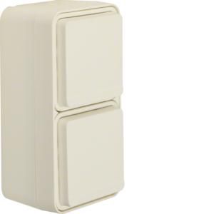 Wandcontactdoos 2-v vert. met behuizing berker W.1 polarwit