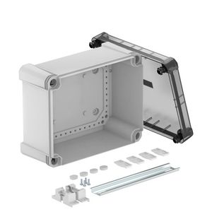 Lege behuizing met trans. deksel en rail 2069 240x191x125