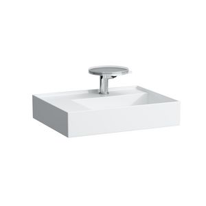 Wastafel sAPhirkeramik links 600x460mm met kraangat lcc-wit