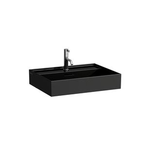 Meubelwastafel 600x460mm met kraangat m. overl. glossy black