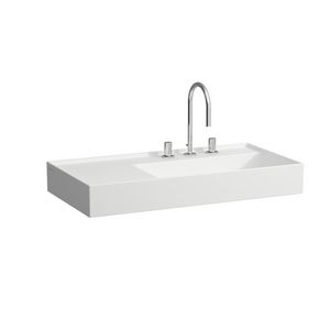 Wastafel Kartell links 900x460mm kraangat mat wit