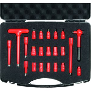 Doppenset in koffer 22-delig 1/4" aandrijving 1000V VDE