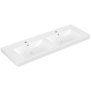 Subway 2.0 meubelwastafel 1300x470mm wit C+ met 2x kraangat + overloop
