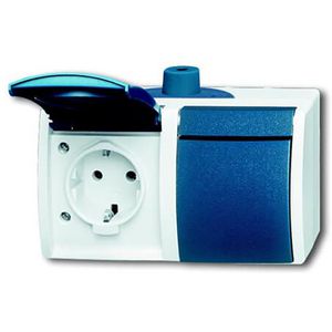 Wandcontactdoos ra dubbel hor kd opbouw IP44 ocean (20/2 EW-53-503)