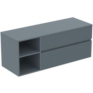 Wastafelmeubel 1402x505x558mm matt ashblue 2 laden Finesse