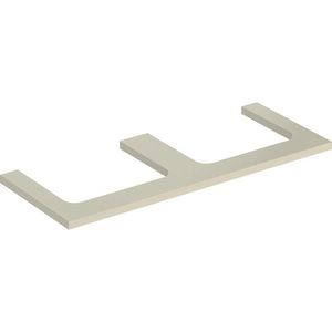 Wastafelblad voor opzetwastafel 120cm zandgrijs hoogglans uitsparing rechthoekig links + rechts ONE