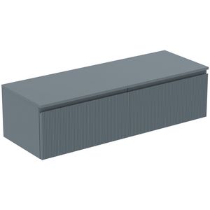 Wastafelmeubel 1402x505x378mm matt ashblue 2 laden Finesse