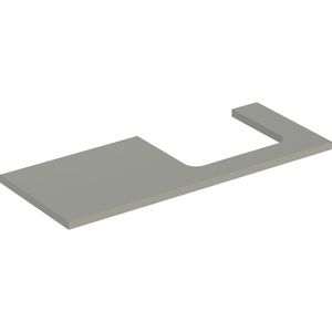 Wastafelblad voor opzetwastafel 120cm greige mat uitsparing rechthoekig rechts ONE