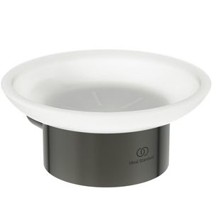 zeepschaal rond van gesat. glas m houder magnetic grey (grijs) T4509