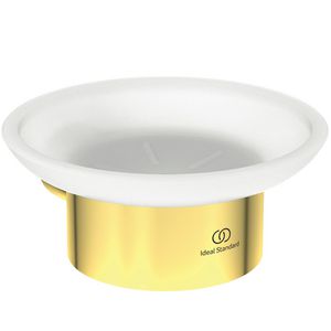 zeepschaal rond van gesatineerd glas m houder brushed gold (mat goudkleurig) T