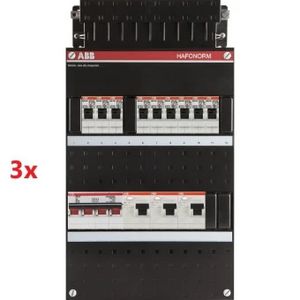 Pakket 3x Hafonorm groepenkast HAD333333-222+H44 (1SPF006905F0738) 3-fasen 9 groepen
