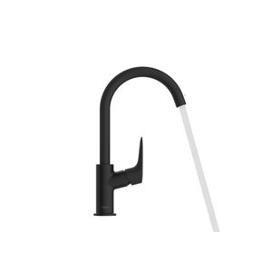 Logis 1-hendel wastafelkraan 210 met draaibare uitloop en trekwaste mat zwart