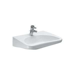 Wastafel ergonomisch 660x550mm 1 kraangat z. overloop wit