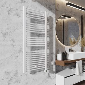 Elektr. handdoekradiator CALOR-V2 WHITE 700W 500X1352mm snoer 1,2mtr + stekker incl. regeling