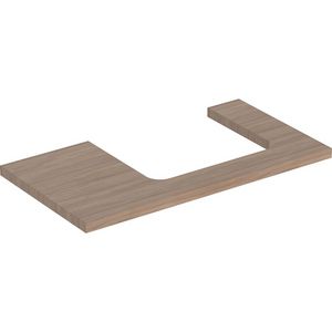 Wastafelblad voor opzetwastafel 75cm eiken uitsparing rechthoekig gecentreerd ONE