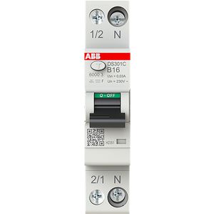Aardlekautomaat 1P+N, B Kar. 16 A, 30ma, 6ka, Type F