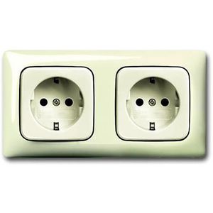 Wandcontactdoos ra dubbel hor m raam hoekig SI (20-2 EUCJ-212K-503)