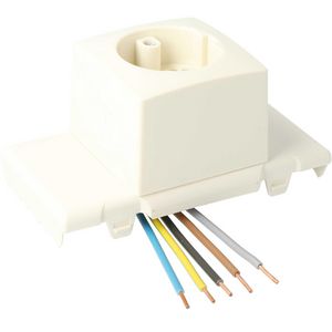 Montagedeksel met Perilex contactdoos 16A creme tbv universele lasdoos BK1619
