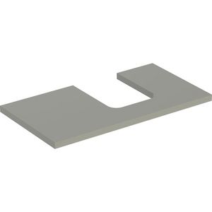 Wastafelblad voor opzetwastafel 90cm greige mat uitsparing afgerond rechts ONE