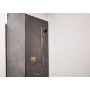 Rainfinity Doucheset 130 3 straalsoorten EcoSmart met glijstang S Puro 65cm push-schuifstuk en Designflex textiel doucheslang Brushed Bronze