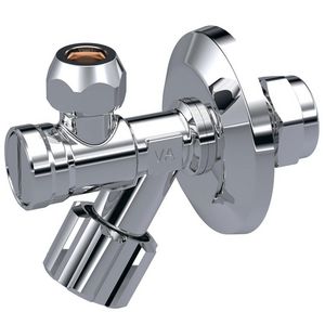 Hoekstopkraan met filter+rozet 15x10mm knel chroom