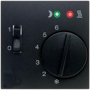 Centraalstuk regelknop en wip en 2 LED´s antraciet mat B.3