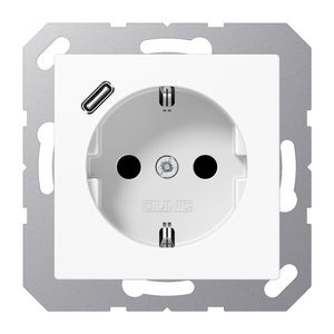 Wandcontactdoos m.lader alpin wit v.USB type C AS500