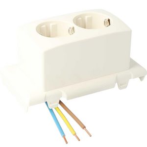 Montagedeksel met 2-voudige wandcontactdoos creme tbv universele lasdoos BK1619