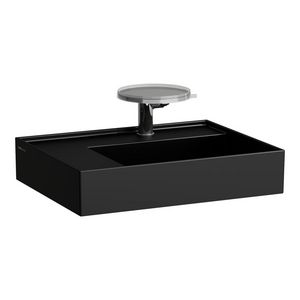 Wastafel met afleg links met verborgen afvoer Zwart mat H8103357161111